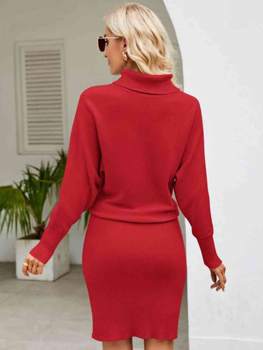 Stilla | Neck Langærmet Ribbet Sweaterkjole