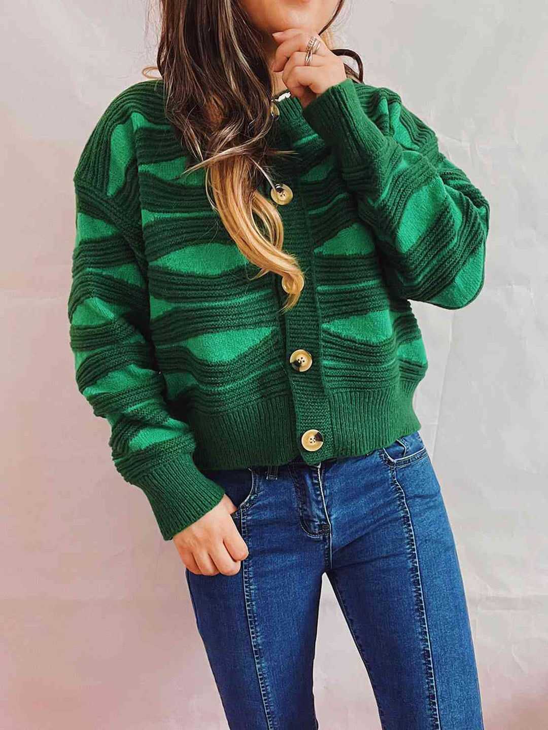 Stilla | Block Knap Front Cardigan
