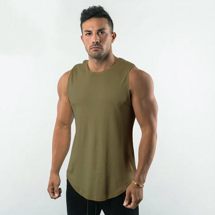 Herrer Åndbart Muscleshirt med Rundhalset Snit og Ergonomisk Snit Stilla