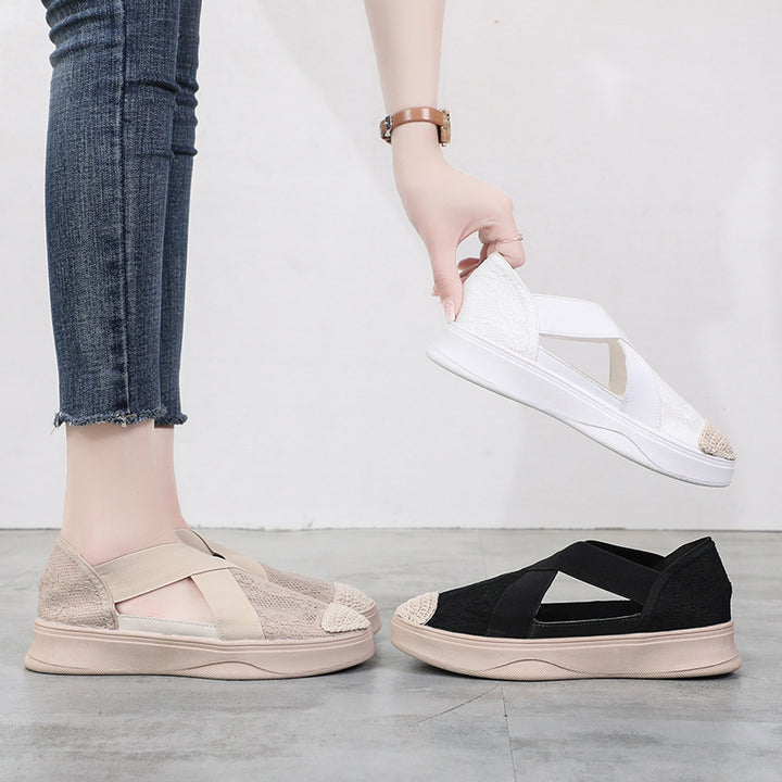 Femme Cross-Strap Sneaker Mules med struktureret stof Stilla
