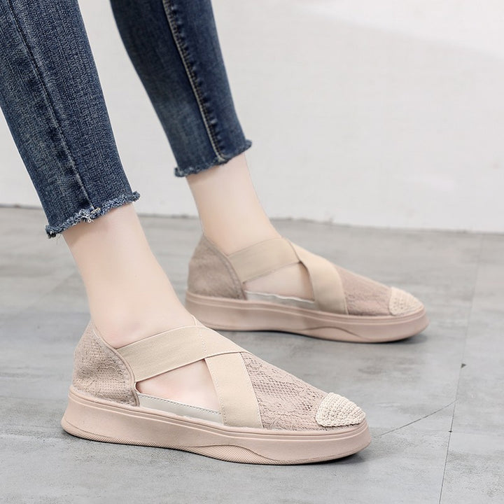 Femme Cross-Strap Sneaker Mules med struktureret stof Stilla