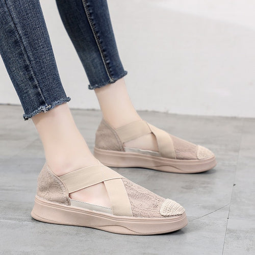 Femme Cross-Strap Sneaker Mules med struktureret stof Stilla