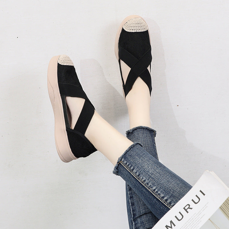 Femme Cross-Strap Sneaker Mules med struktureret stof Stilla
