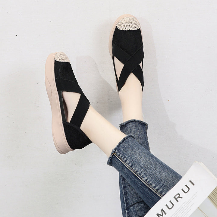 Femme Cross-Strap Sneaker Mules med struktureret stof Stilla