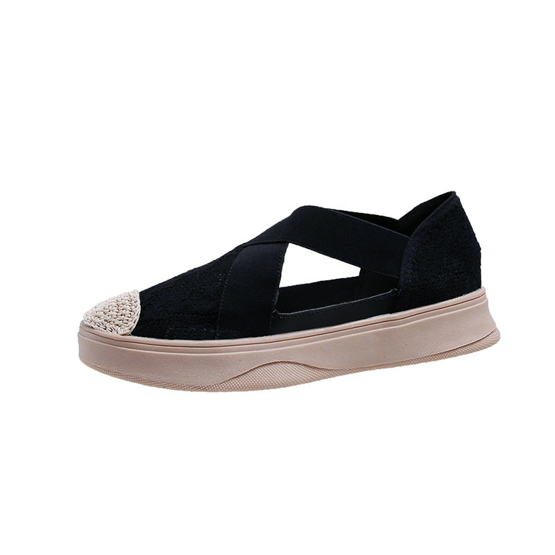 Femme Cross-Strap Sneaker Mules med struktureret stof Stilla