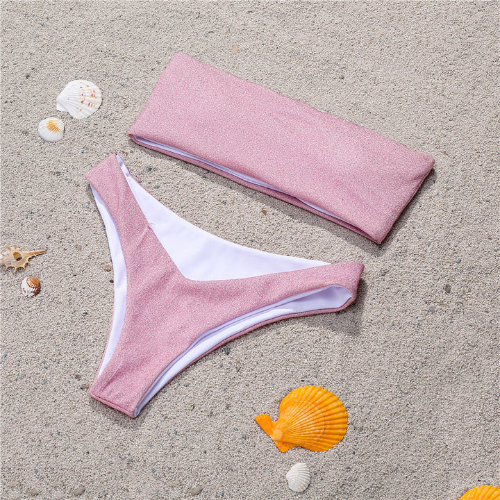 Dame Bandeau-bikin med glitrende top Skovae