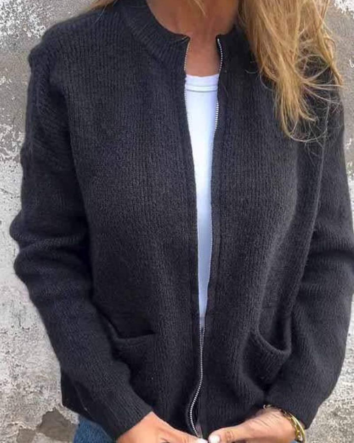 Stilla | Cardigan med lynlås og lommer