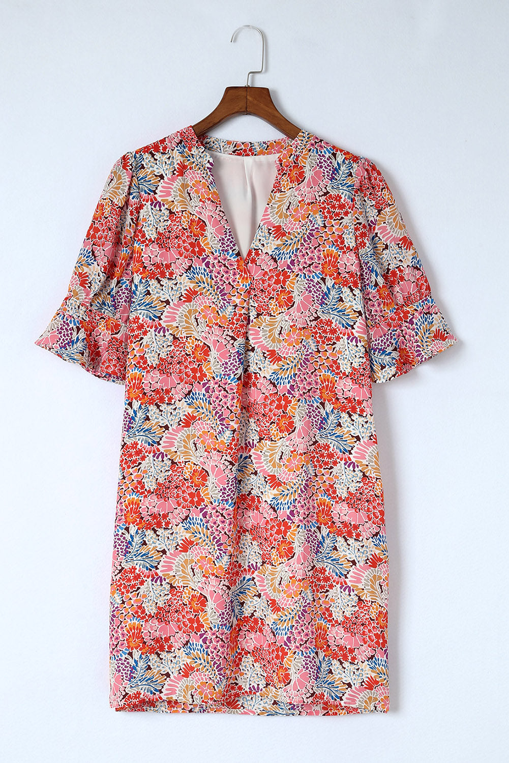 Stilla | Notched Neck Flounce Sleeve Shift Dress