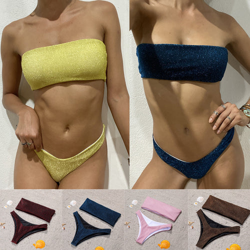 Dame Bandeau-bikin med glitrende top Skovae