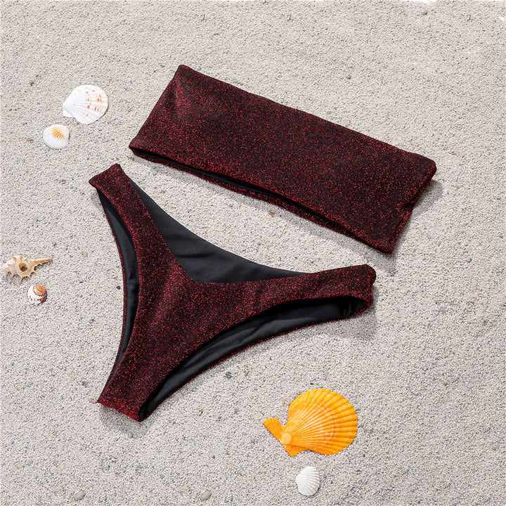 Dame Bandeau-bikin med glitrende top Skovae