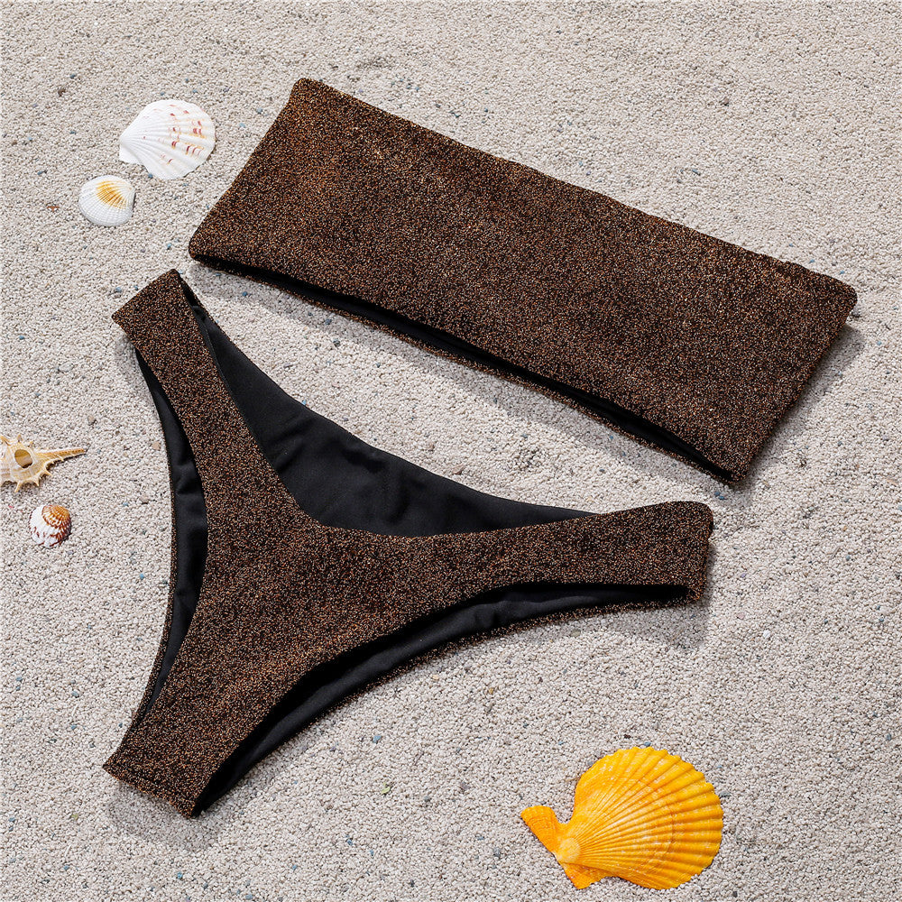 Dame Bandeau-bikin med glitrende top Skovae