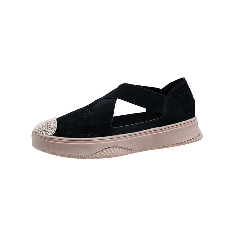 Femme Cross-Strap Sneaker Mules med struktureret stof Stilla