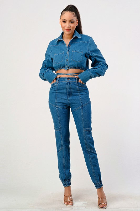 Stilla | Cropped Langærmet Denimjakke