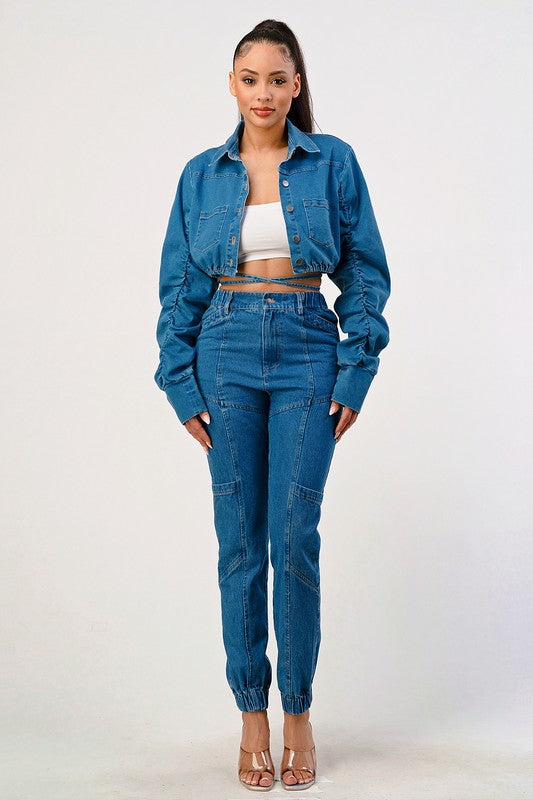 Stilla | Cropped Langærmet Denimjakke