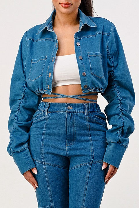 Stilla | Cropped Langærmet Denimjakke