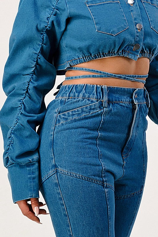 Stilla | Cropped Langærmet Denimjakke