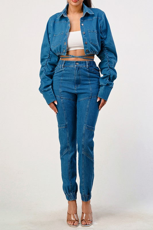 Stilla | Cropped Langærmet Denimjakke