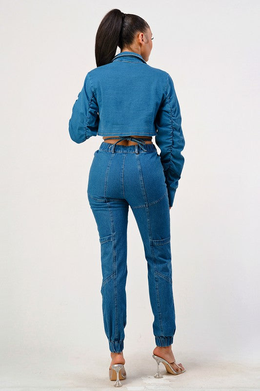Stilla | Cropped Langærmet Denimjakke