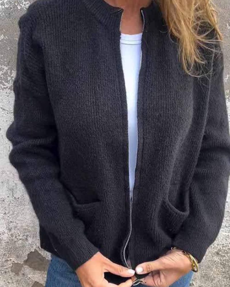 Stilla | Cardigan med lynlås og lommer