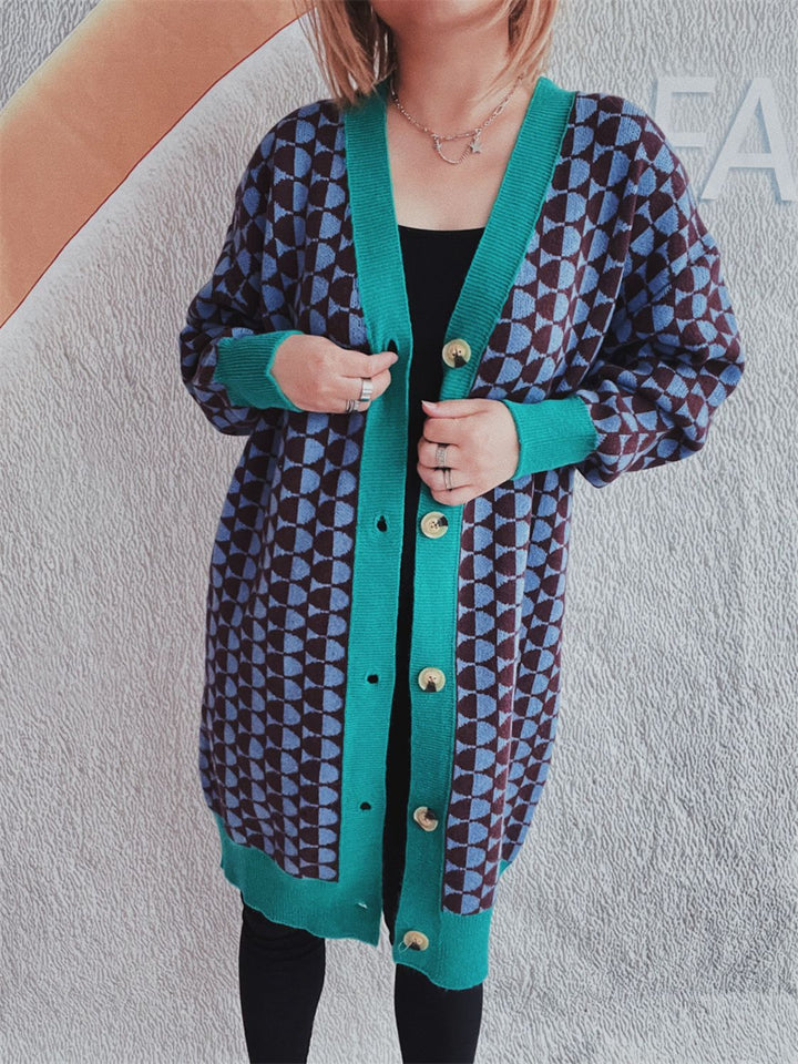 Stilla | Trim Geometrisk Knap Ned Cardigan