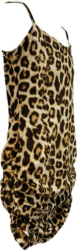Stilla | Cheetah Print Velvet Tank Rynket Kjole
