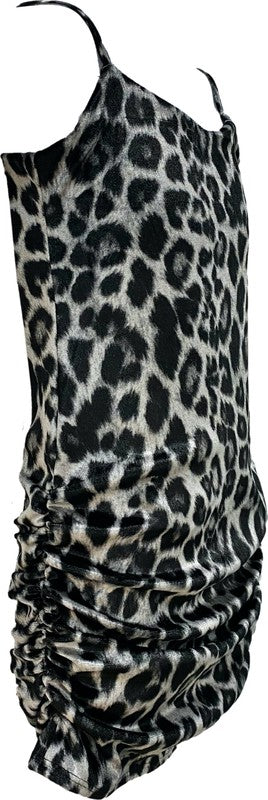 Stilla | Cheetah Print Velvet Tank Rynket Kjole