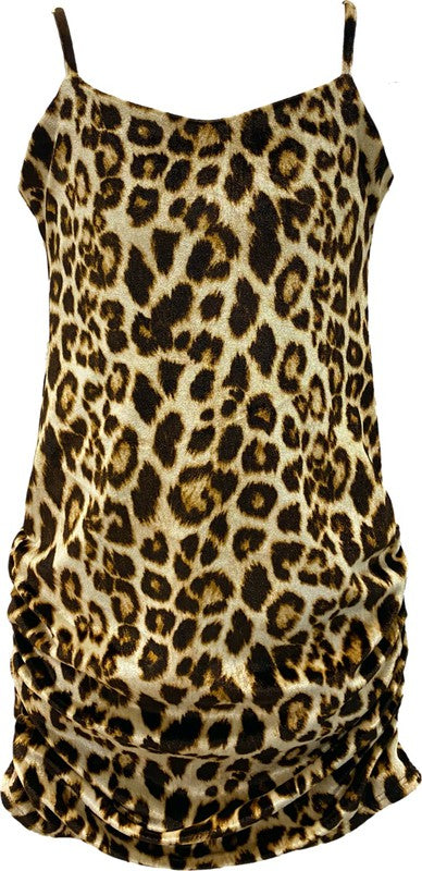 Stilla | Cheetah Print Velvet Tank Rynket Kjole