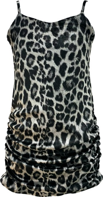 Stilla | Cheetah Print Velvet Tank Rynket Kjole