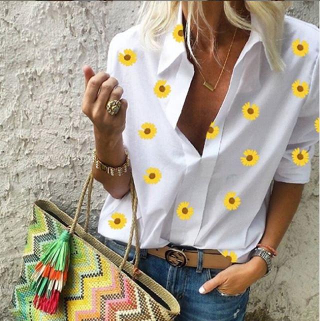 Kvinders moderne designet bluse med blomster mønster Stilla
