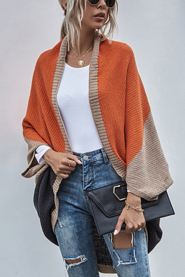 Stilla | Boho farveblok cardigan med vide ærmer