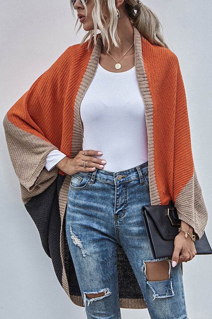Stilla | Boho farveblok cardigan med vide ærmer