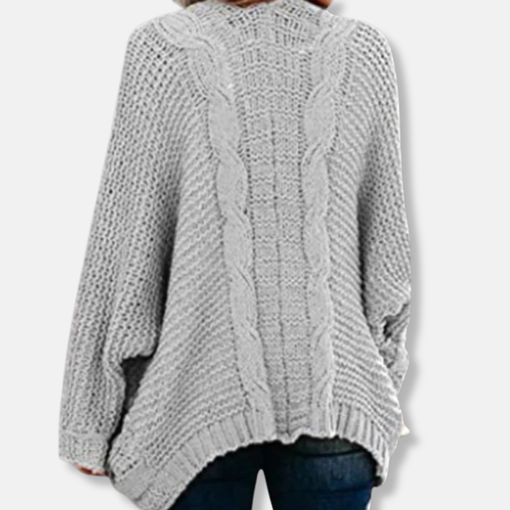 Stilla | Uld Oversized Cardigan Ribbede Åben Frontlommer Cardigan