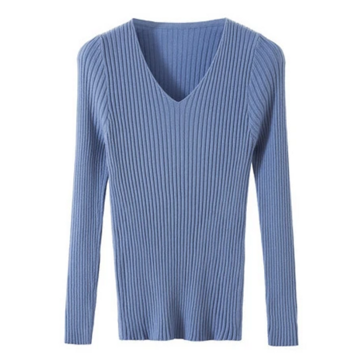 Stilla | Slim-fit-uppe med rib-v-udskæring til et smart look