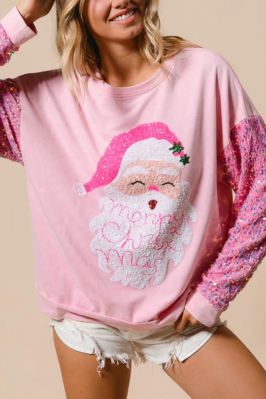 Stilla | Jul Løs Rundhals Pailletter Ærme Sweatshirt