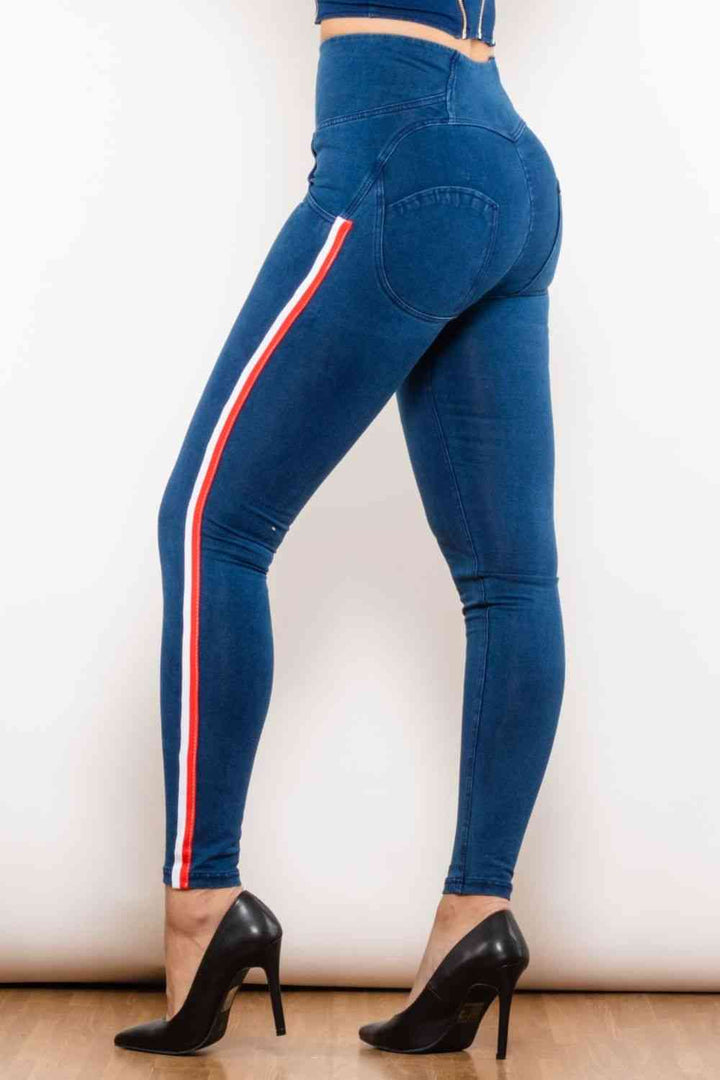 Stilla | Stripe Lynlås Lukning Skinny Jeans