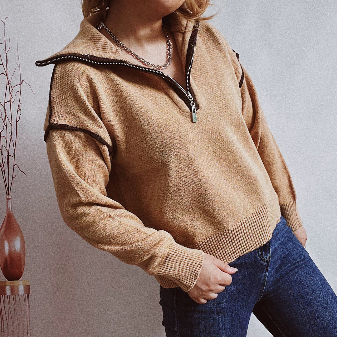 Stilla | Seam Half Zip Sweater