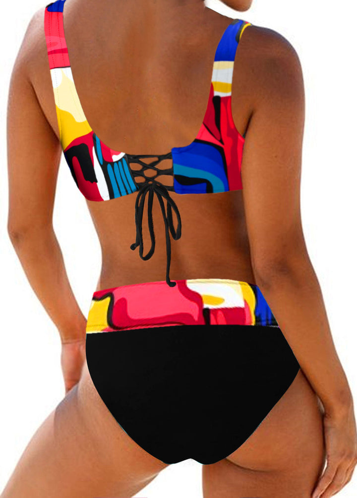 Dame Sporty bikini-sæt med justerbare stropper og moderigtigt farvedesign Skovae