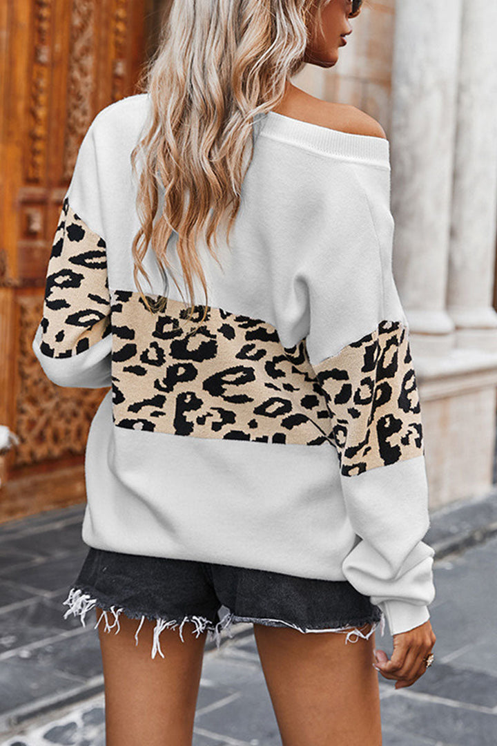 Stilla | Modefuld Leopard Patchwork V-udskæring Toppe