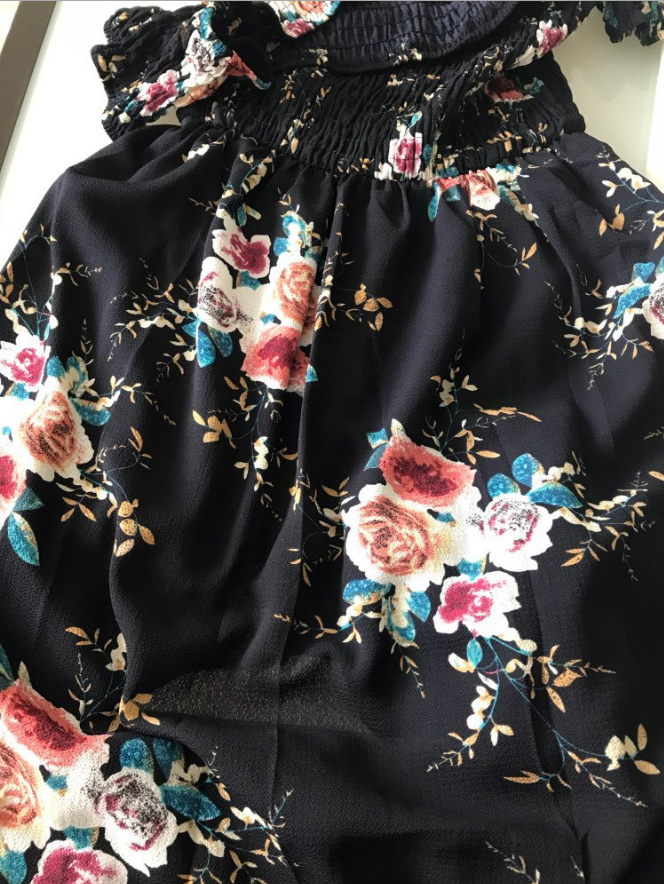 Stilla | Lang Boho Kjole med Blomsterprint til Damer, skulderfri, Forår