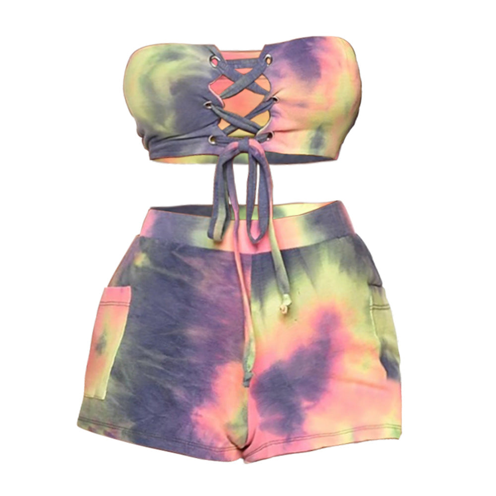 Kvinder Tie-Front Crop Top og Mini-Shorts Sæt Stilla