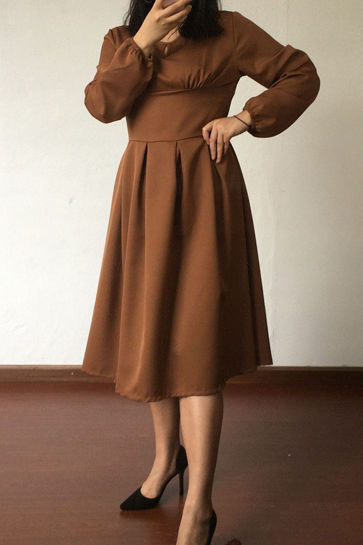 Stilla | Elegant Solid Patchwork O-hals Talje Nederdel Kjoler