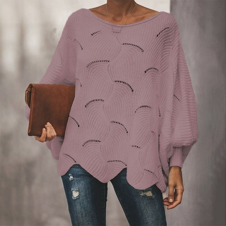 Kvinder Luftig Strik Sweater med Bølge Mønster og brede Ærmer Stilla