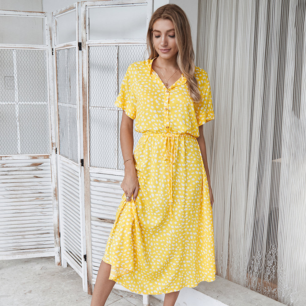 Stilla | Kvinders Chiffon Prikker Print Kjole