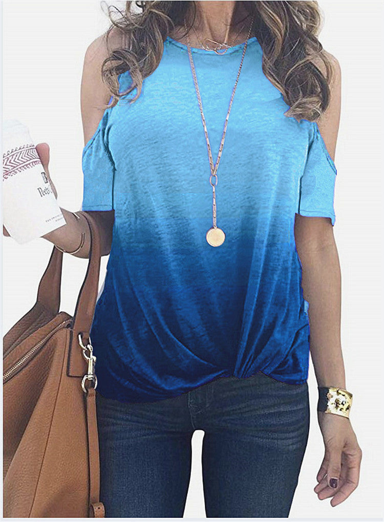 Damer mode top med asymmetrisk snit og off-shoulder design Stilla
