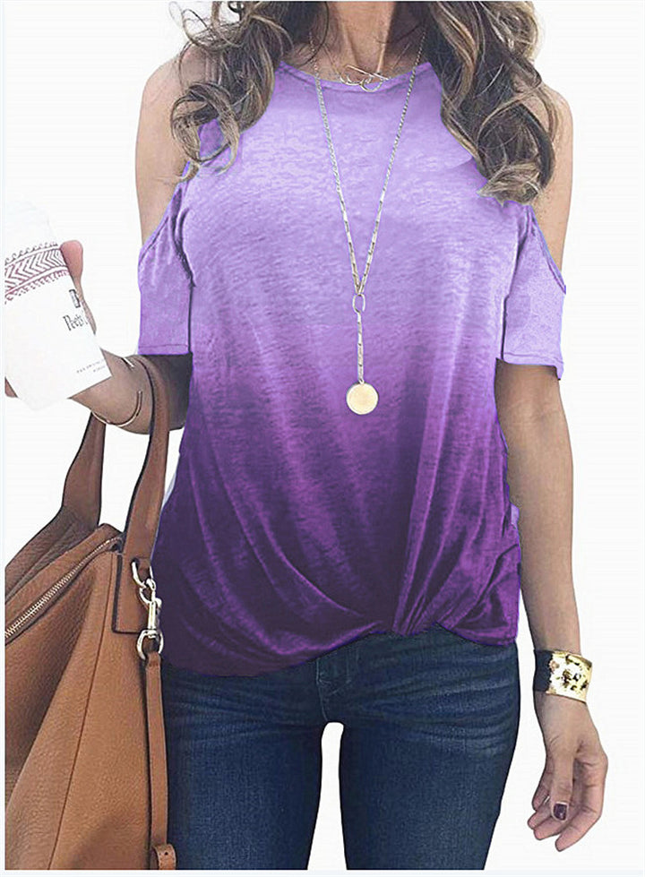 Damer mode top med asymmetrisk snit og off-shoulder design Stilla