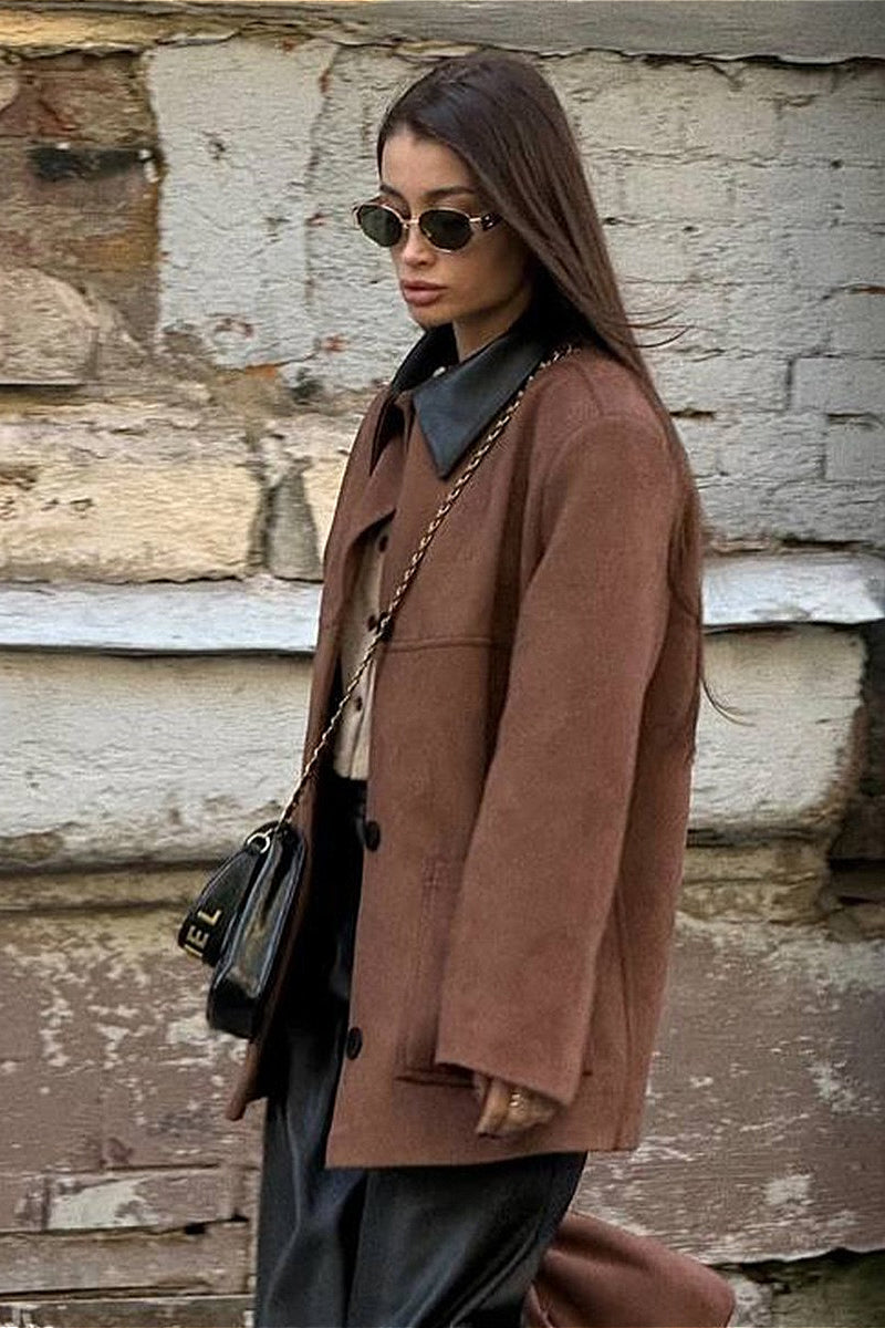 Stilla | Retro Suede Krave Kontrast Jakke