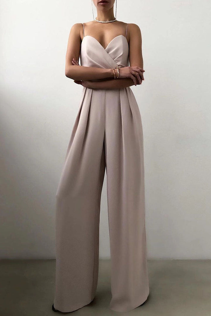 Stilla | Mode Afslappet Solid Patchwork V-hals Løse Jumpsuits