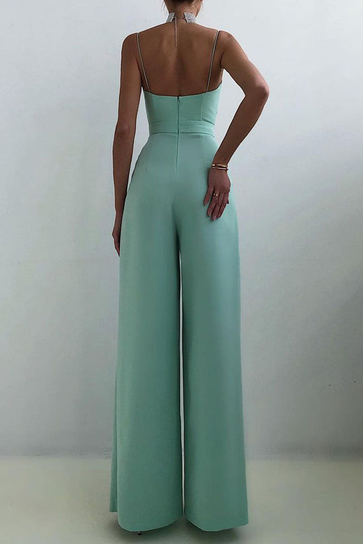 Stilla | Mode Afslappet Solid Patchwork V-hals Løse Jumpsuits