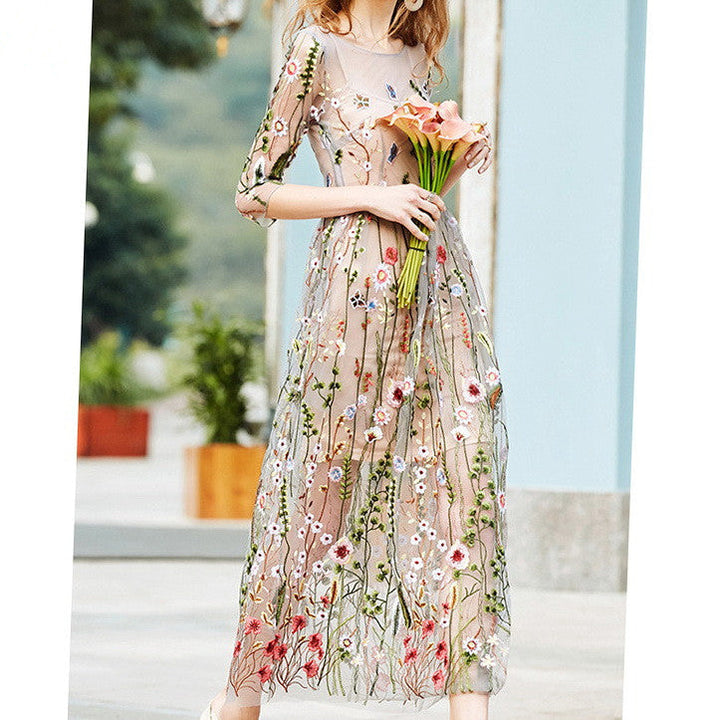 Stilla | Boho Floral Mesh Kjole Sæt