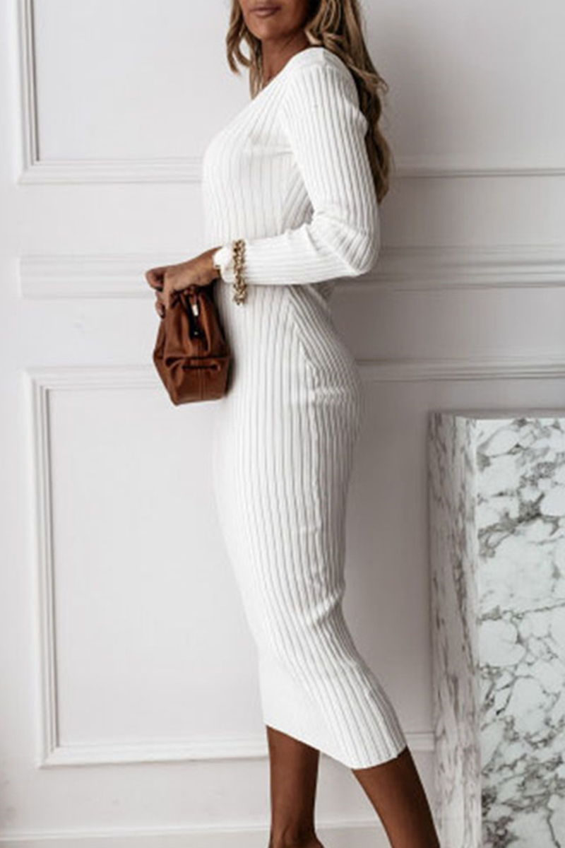 Stilla | Robe midi bodycon i kraftig ribstrik